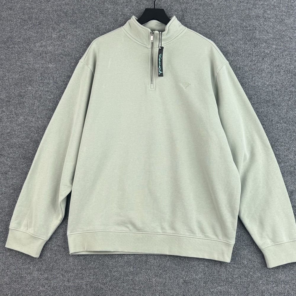 Diamond Supply Co Quarter Zip Mens 2XL Sage Green Pullover Streetwear Fleece NWT